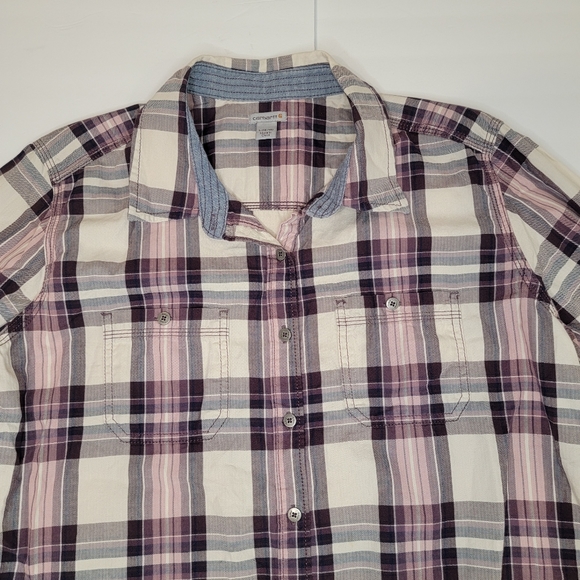 Carhartt 102262 Women's Dodson Long Sleeve Plaid Shirt Size Large 12-14 Oversize - Picture 3 of 14
